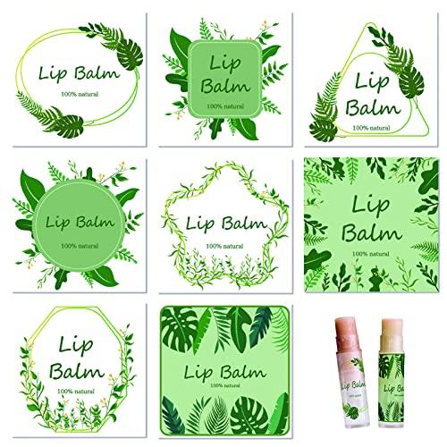 CRASPIRE CRASPIRE Lip Balm Labels 80pcs Homemade Lip Balm Labels 2 Clear Lip Balm Labels for Tubes Printable Waterproof Lip Balm Stickers Labels for Lip Balm Handcream Candle ContainerLeaves-White Green