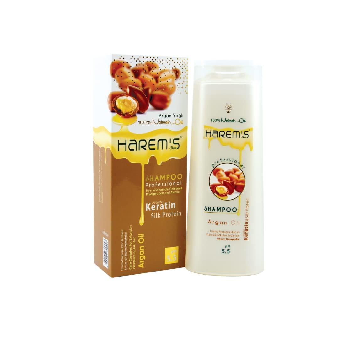 Harem's Harem's Argan & Olive Oil Hair Shampoo, Keratin Containing Shampoo, Silk Protein Shampoo,argan oil and special vegetable oil blends helps regulating the moisture-oil balance.