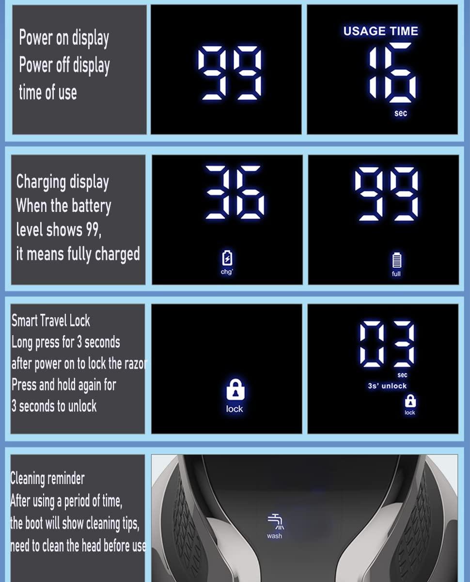 Ciyada Ciyada UFO Head Shavers for Bald Men, Mens Electric Bald Head Shaver Razors, Wet&Dry Cordless Rotary Face Hair Trimmer, Waterproof,Gold