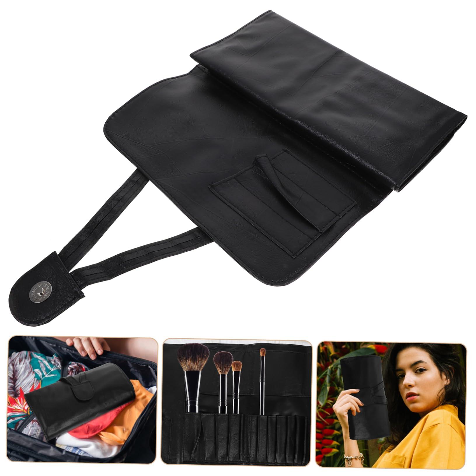 FOMIYES FOMIYES Roll up Make up Brush Case 18-piece Pu Leather Black Travel Makeup Brush Holder