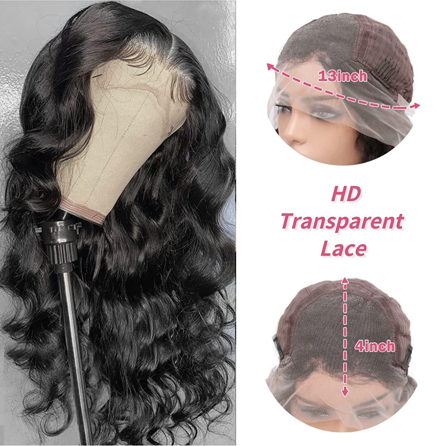 Lace Front Wigs Human Hair Pre Plucked Bleached Knots with Baby Hair Glueless 13x4 180 Density Brazilian Virgin Lace Frontal Human Hair Wigs 20inch