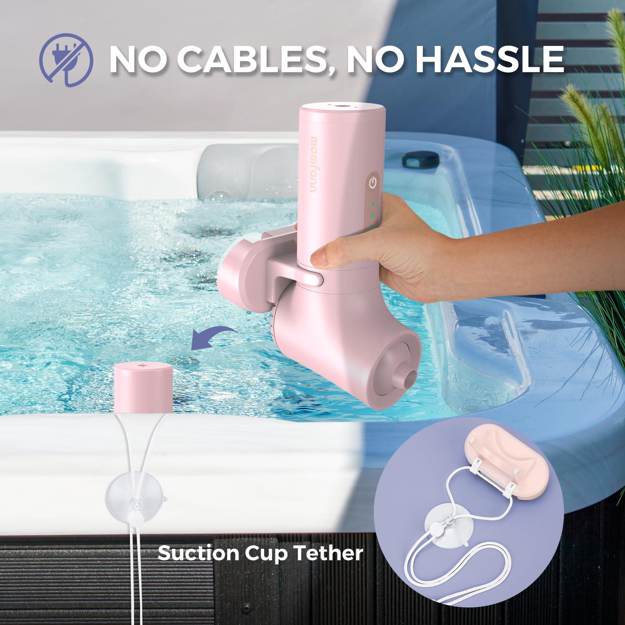 MOMFANN Bath Jet Spa, Cordless Portable Bathtub Accessories with 3-level Adjustable Speed, Bubble Maker/Bath Jet Mode, Bathtub Jets for Home Spa, Relaxing (Pink)