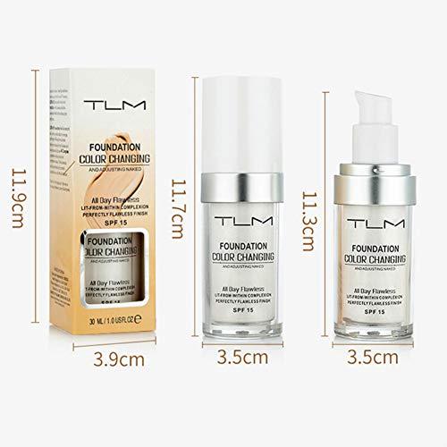 ELAIMEI 30ml TLM Flawless Color Changing Liquid Foundation Makeup Change To Your Skin Tone By Just Blending