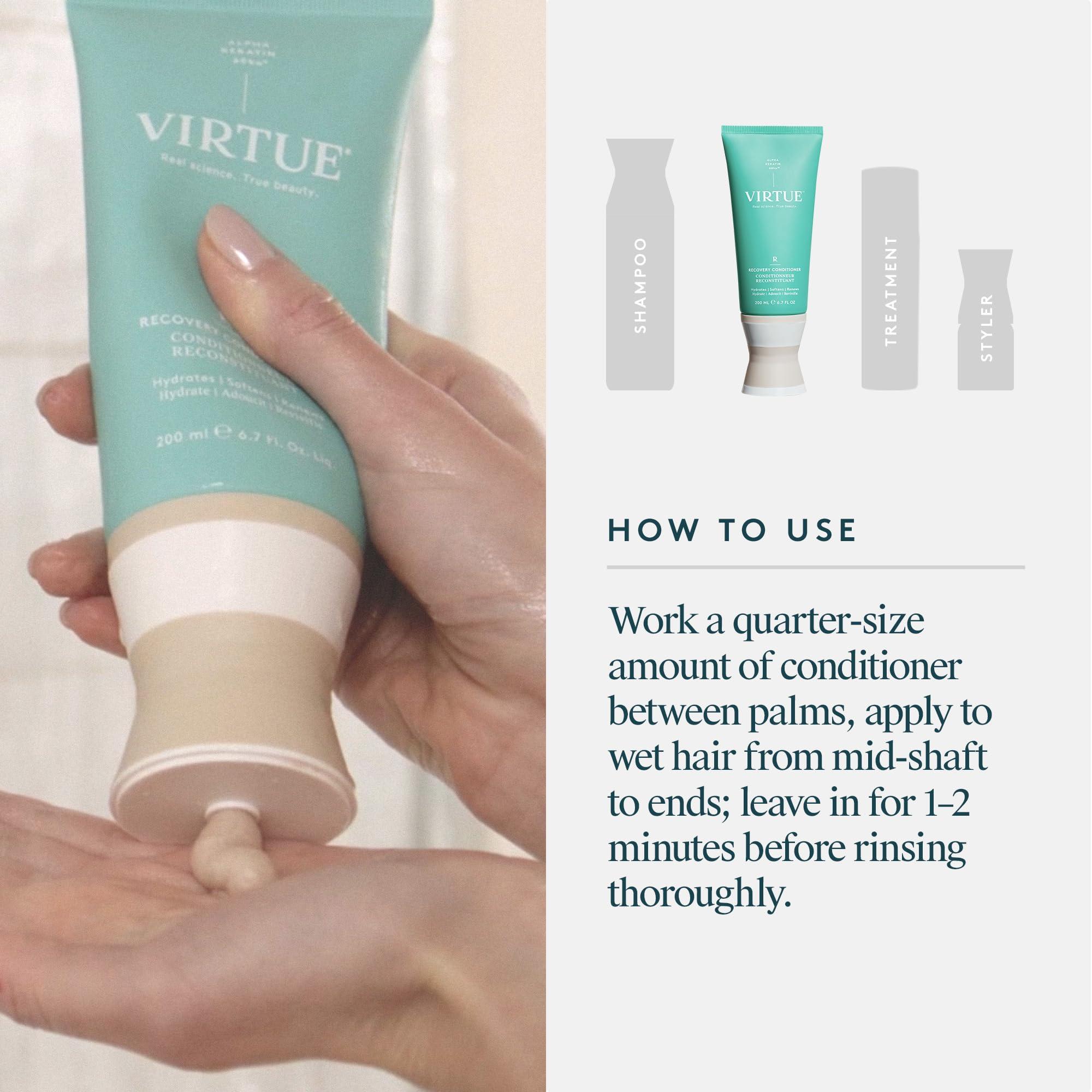 VIRTUE VIRTUE Recovery Conditioner with Keratin Hydrates, Softens, and Renews Damaged Hair, Sulfate Free, Color Safe