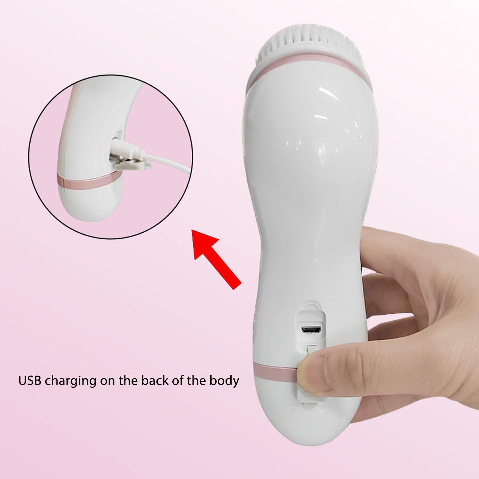 Dilwe Facial Cleansing Brush, Rechargeable Facial Exfoliator Face with 3 Brush Heads