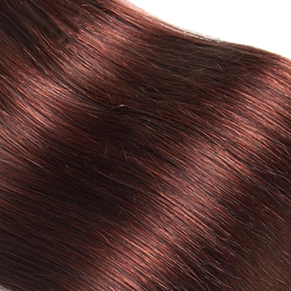 Lukcttr Lukcttr Copper Brown Human Hair Bundles - Brazilian Reddish Brown Straight #33 - 16 Inch Auburn Straight