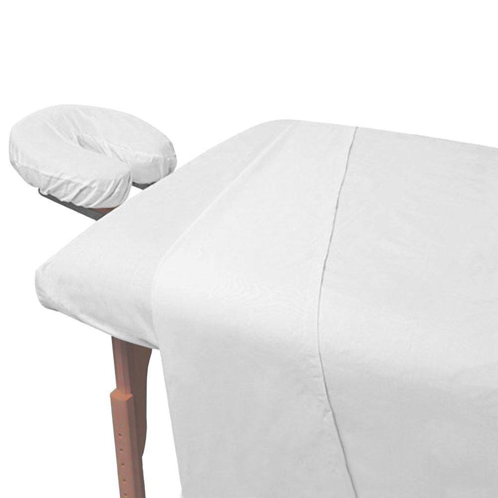 Atlas Atlas Solid White Premium Flat Bed Draw Sheets 54x90 Inch, 48-Sheets, Breathable, Durable Cotton Blend for Massage Tables, Nursing & Medical Facilities, Chiropractors - 180 Thread Count