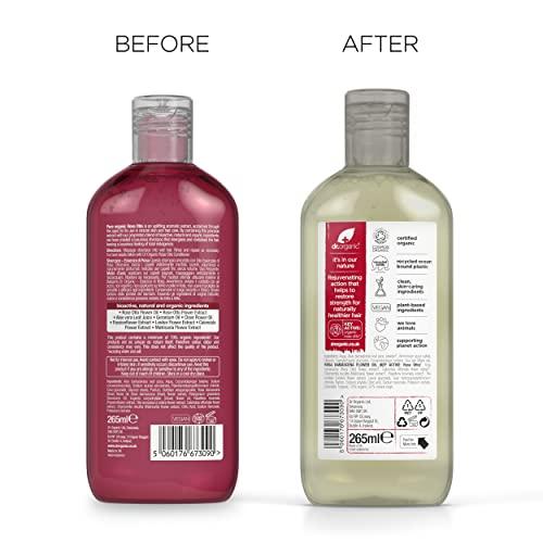 dr.organic Dr. Organic Rose Otto Shampoo, Restoring, Mens, Womens, Natural, Vegan, Cruelty-Free, Paraben & SLS-Free, Recyclable & Recycled Ocean Bound Plastic, Certified Organic, 265ml, Packaging may vary