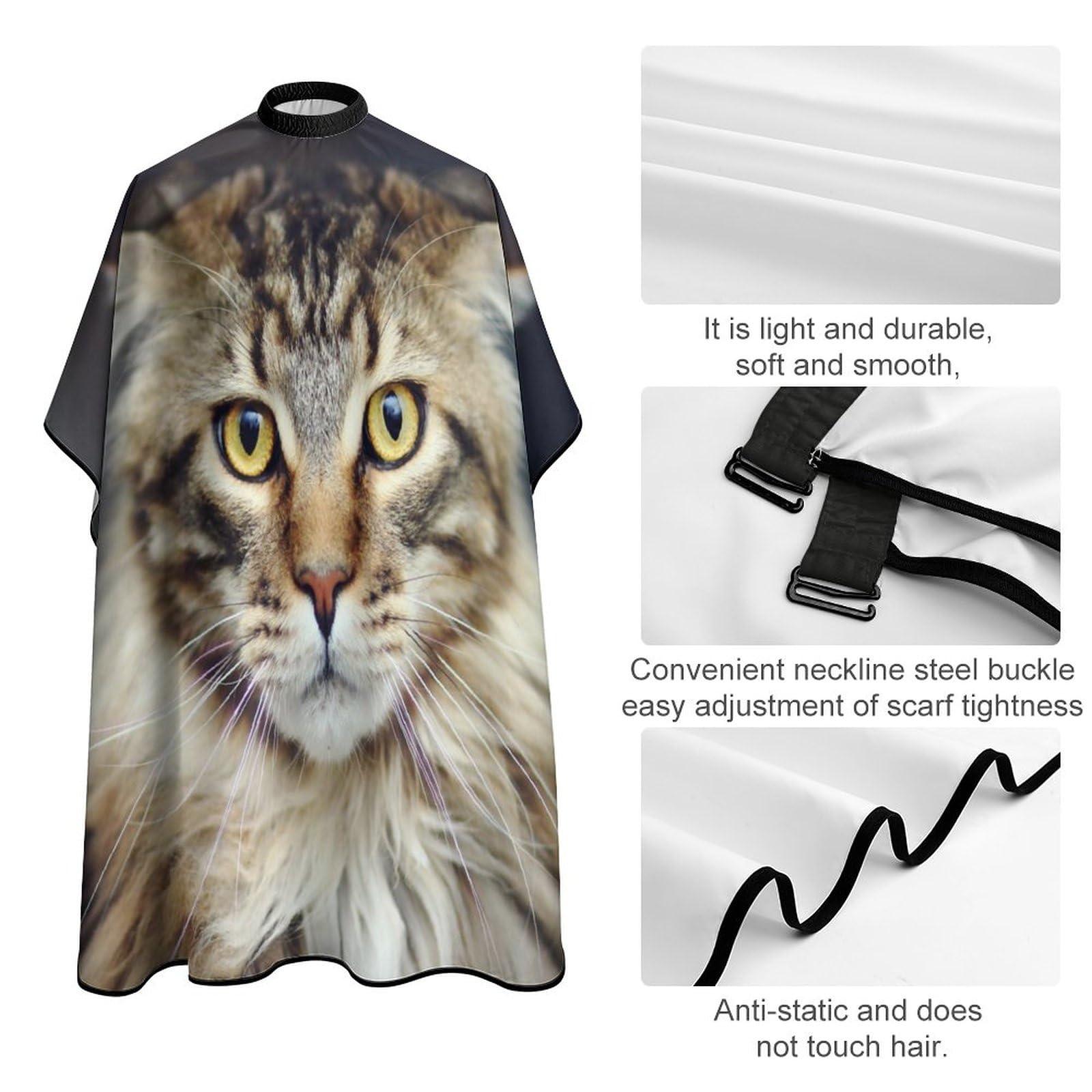 XKAWPC Maine Coon Cat Barber Cape Professional Hair Cutting Apron Hairdresser Cape Salon Cape for Men Women
