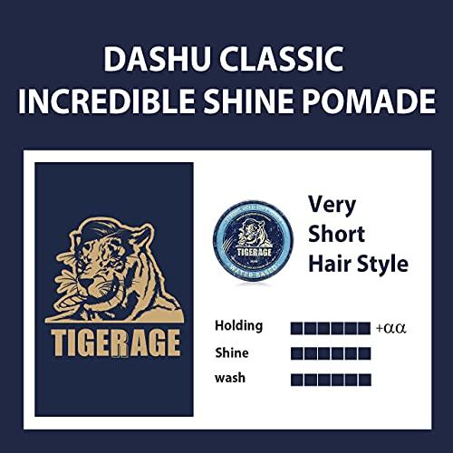 DASHU DASHU Classic Tiger Rage Pomade (Water Based) 5.68oz - Strong Hold & High Shine for Hairstyling (White)