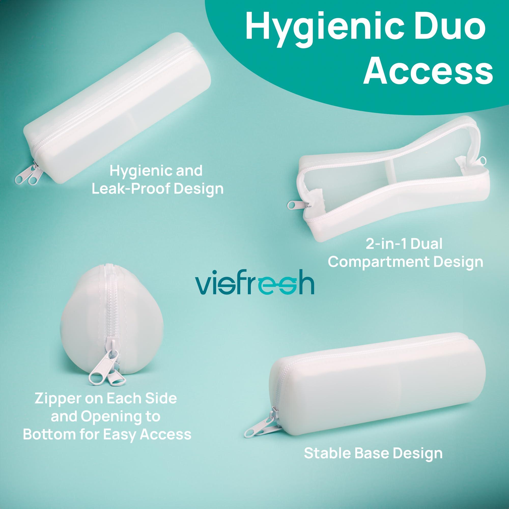 Visfresh Visfresh Cotton Round Swab Travel Case, 2 in 1 Portable Hair Accessories Organizer, Hair Tie Organizer, Hair Tie Holder, Bobby Pin Holder, Travel Qtips Case, Purse Organization, Floss Holder