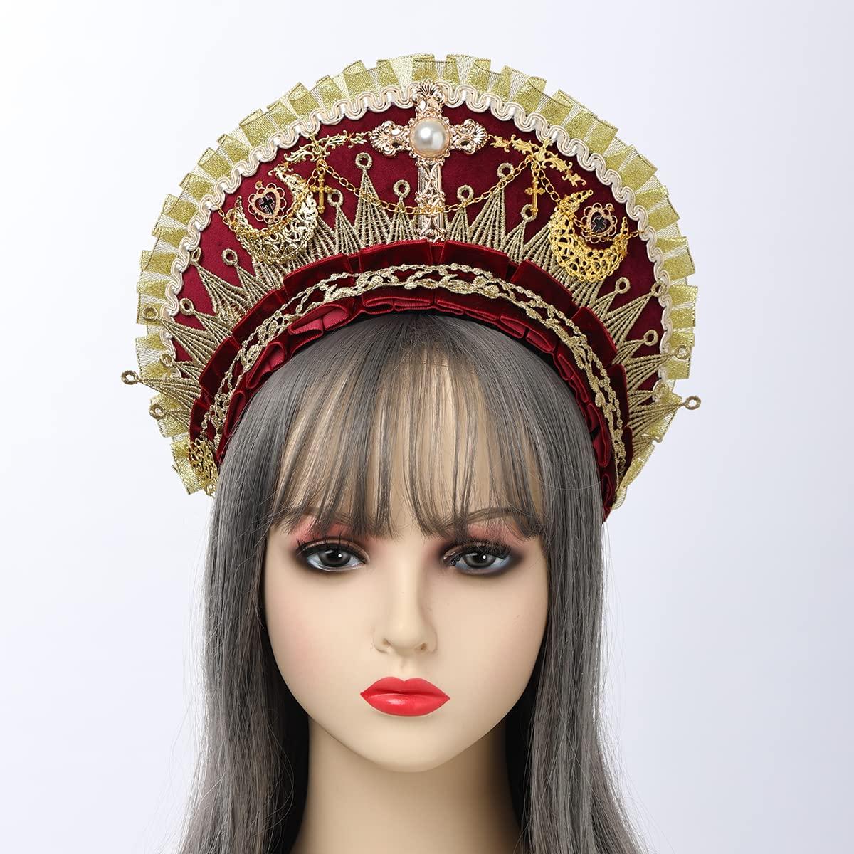 BPURB Anne Boleyn Hat Headwear Tudor Elizabethan Headwear French Royal Coronet Hood Headband Cosplay Accessories