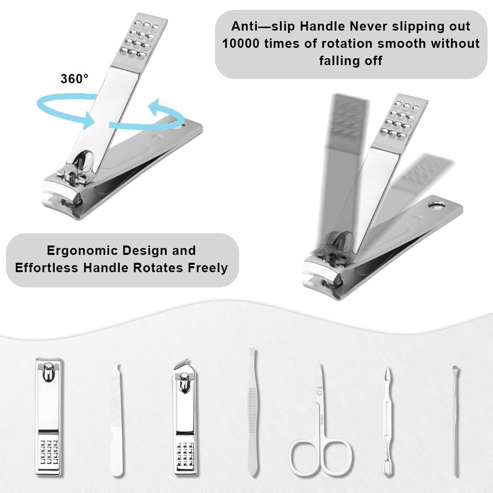 Vilnadu Manicure Kit Easter Basket Stuffers for Teens - Manicure Set, Nail Clippers Kit, 7 Pcs Manicure and Pedicure Kit, Black Nail Care Kit Easter Gifts for Men Teens Boys Dad Boyfriend Father Women Mom