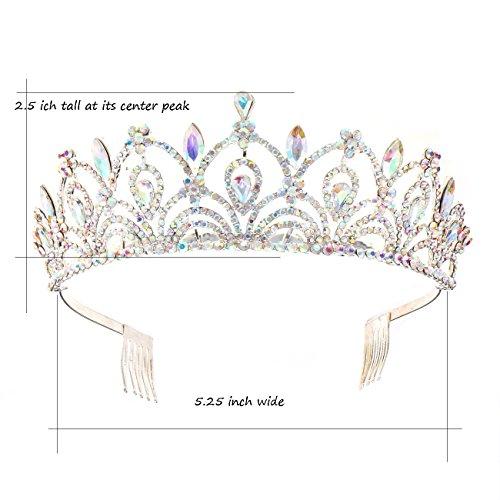 Weddingtopia Weddingtopia Gold Tiaras and Gold Crowns Wedding Tiaras Gold and Gold Crowns Plus Wedding Necklace set For Free– Bridal Gold Tiara Crown with side combs Birthday Gold Tiara and Crowns (Gold Clear)