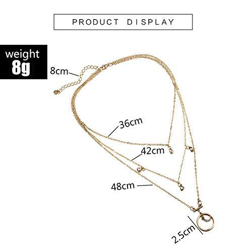 Edary Edary Boho Layered Necklace Moon Pendant Crystal Necklaces Jewelry for Women