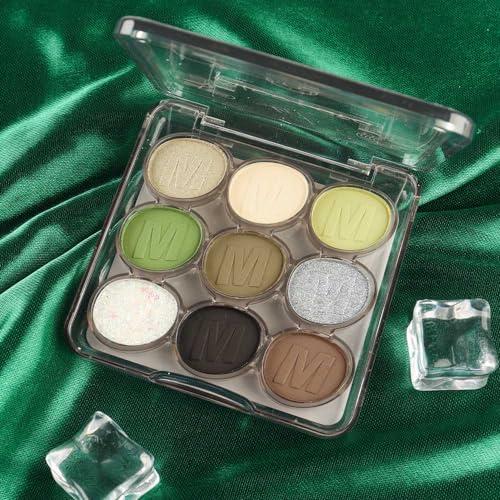 SUAKE SUAKE Waterproof 9 Colors Shimmer Matte Eyeshadow Palette.Longwearing Highly Pigmented Glitter Eye Makeup Palet. Sparkle Pearlescent paleta de sombras 1# Gold Green