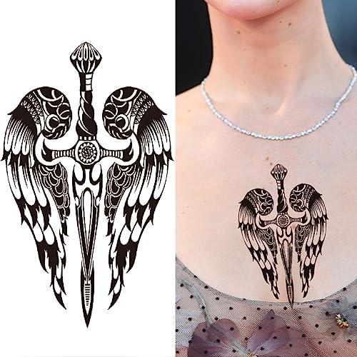 TTHUONG THATHU Sexy Waist Shark Whale Peony Flower Temporary Tattoo For Women Adult Black Wings Dahlia Flora Tattoo Sticker Tatoo