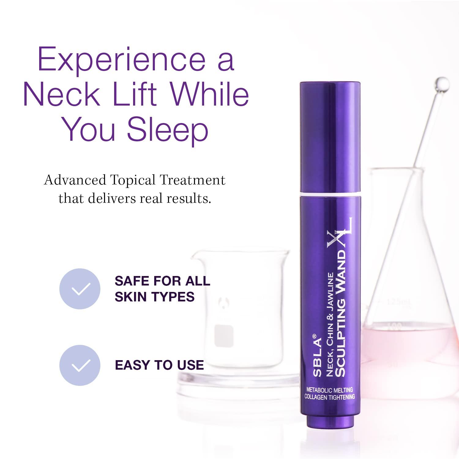 SBLA SBLA Beauty - Neck, Chin & Jawline Sculpting Wand XL - 0.7 Fl Oz / 20ml - Anti-Aging Face Serum - Melts Neck Fat, Lifts Under the Chin and Jowls, Sculpts & Reduces Lines - Boosts Collagen Production