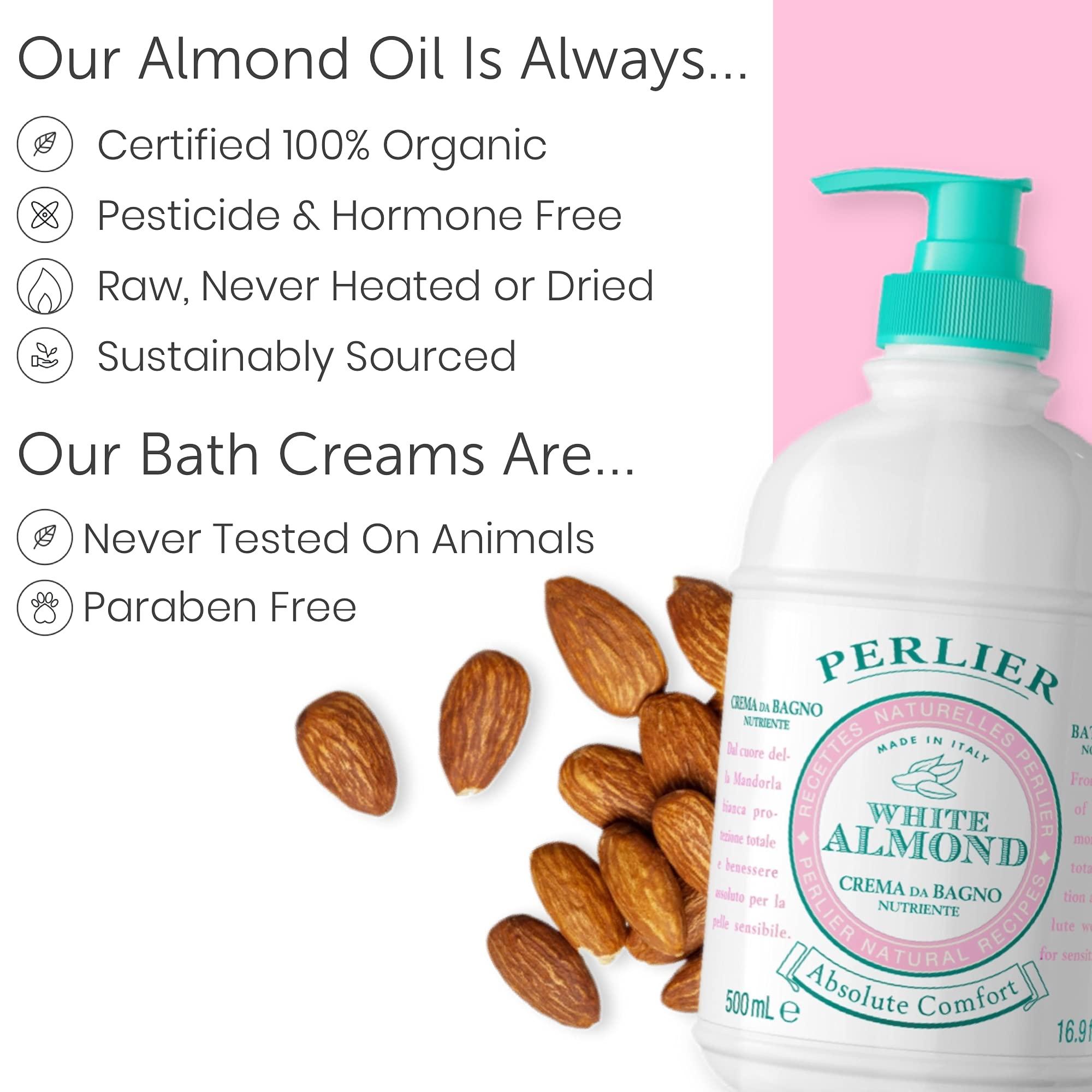 Perlier Perlier White Almond Shower & Bath Cream - Nourishing & Soothing Luxury Bath Cream Made with Almond Oil for Deep Moisturization and Hydration (16.9 Fluid Oz.)