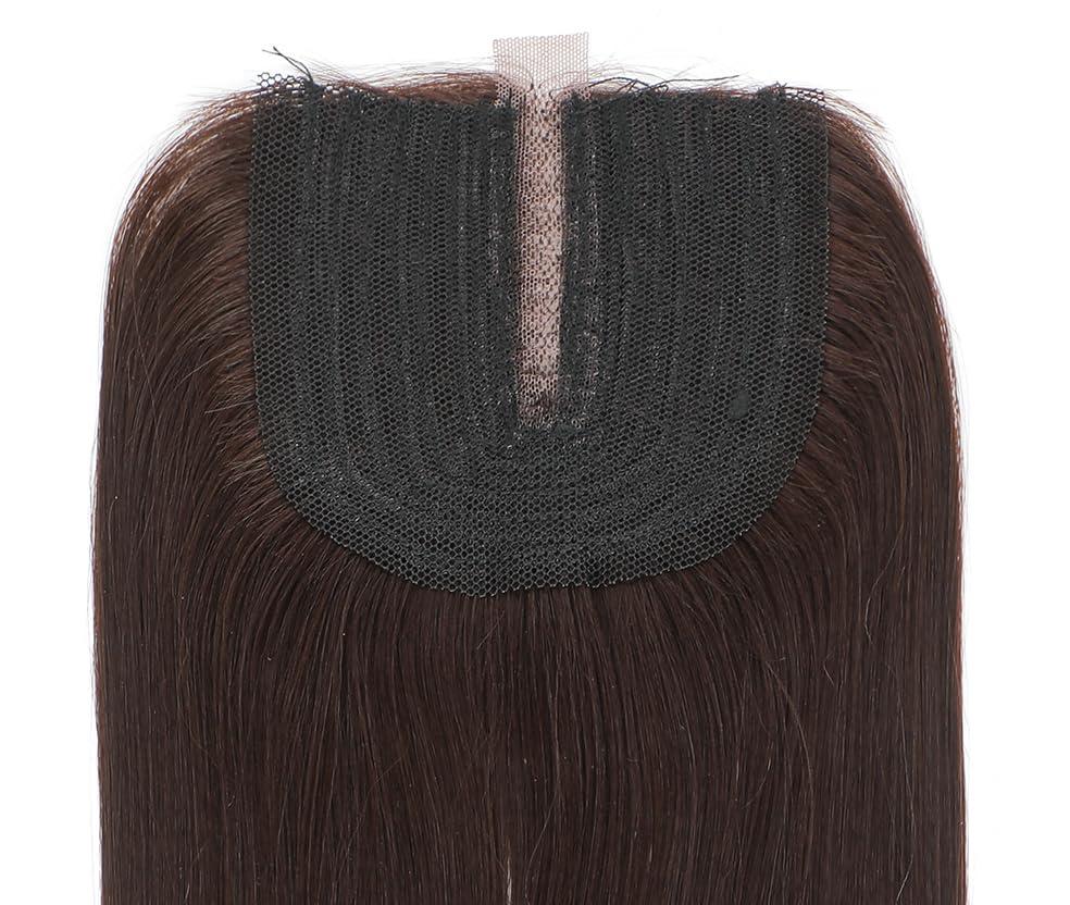 UGORGEOUS Synthetic Hair Bundles with Easy Closure Medume Brown Yaki Straight Hair Weft Weave for Women Heat Resistant Fiber Synthetic Hair Extension 7pcs for A Full Head Total 240g