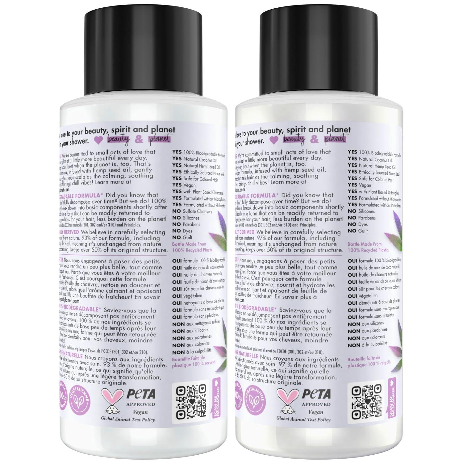 Love Beauty And Planet Love Beauty and Planet Shampoo and Conditioner, Hemp Seed Oil & Nana Leaf, Soothe & Nourish - Sulfate-Free Shampoo and Conditioner for Damaged, Dry Hair, Detangler, Scented, 13.5 Oz (2 Piece Set)