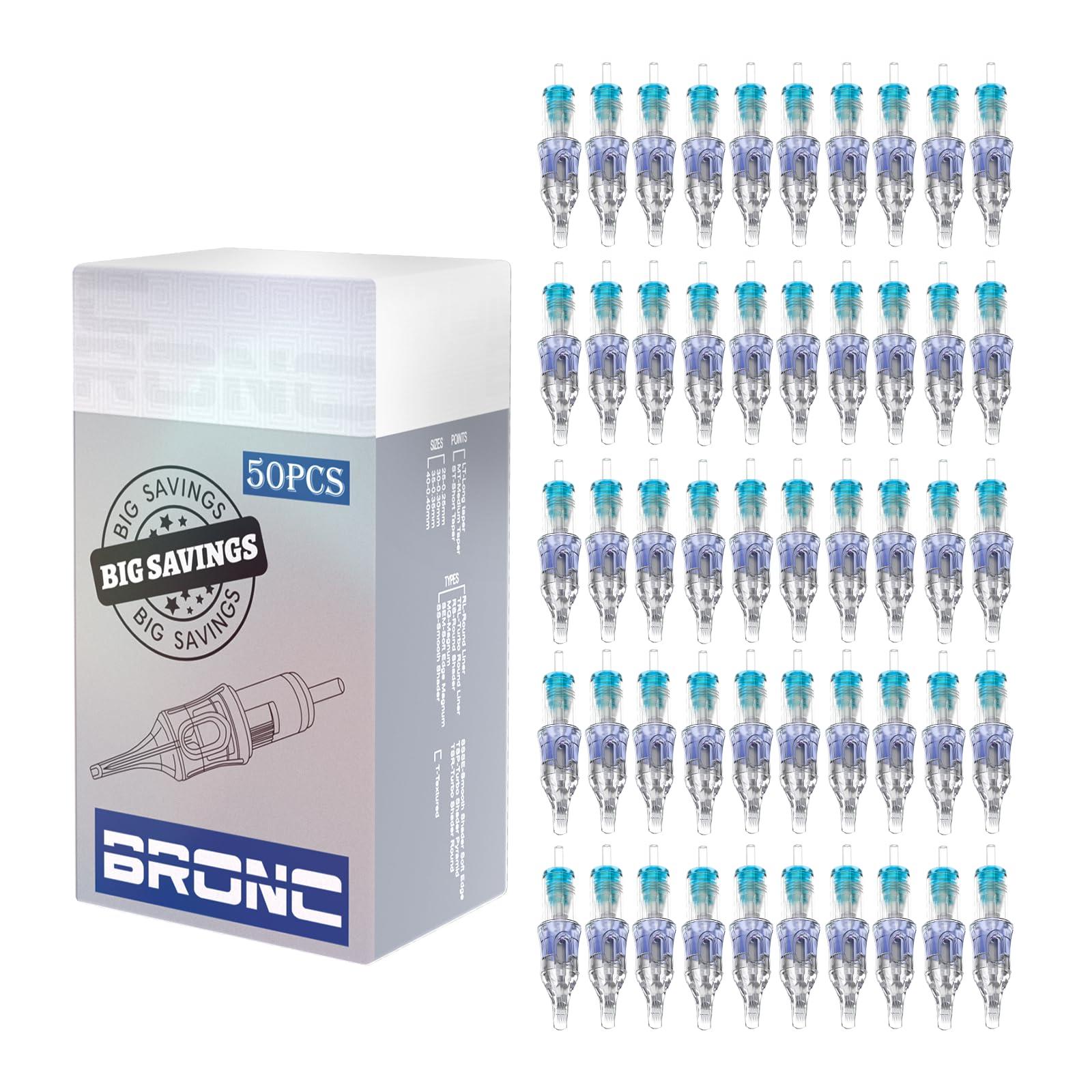 BRONC BRONC 50PCS Tattoo Cartridge Needles 1205M1-5M1#12 Standard 0.35mm 5 Magnum Shader Disposable Tattoo Needles for Rotary Tattoo Machines