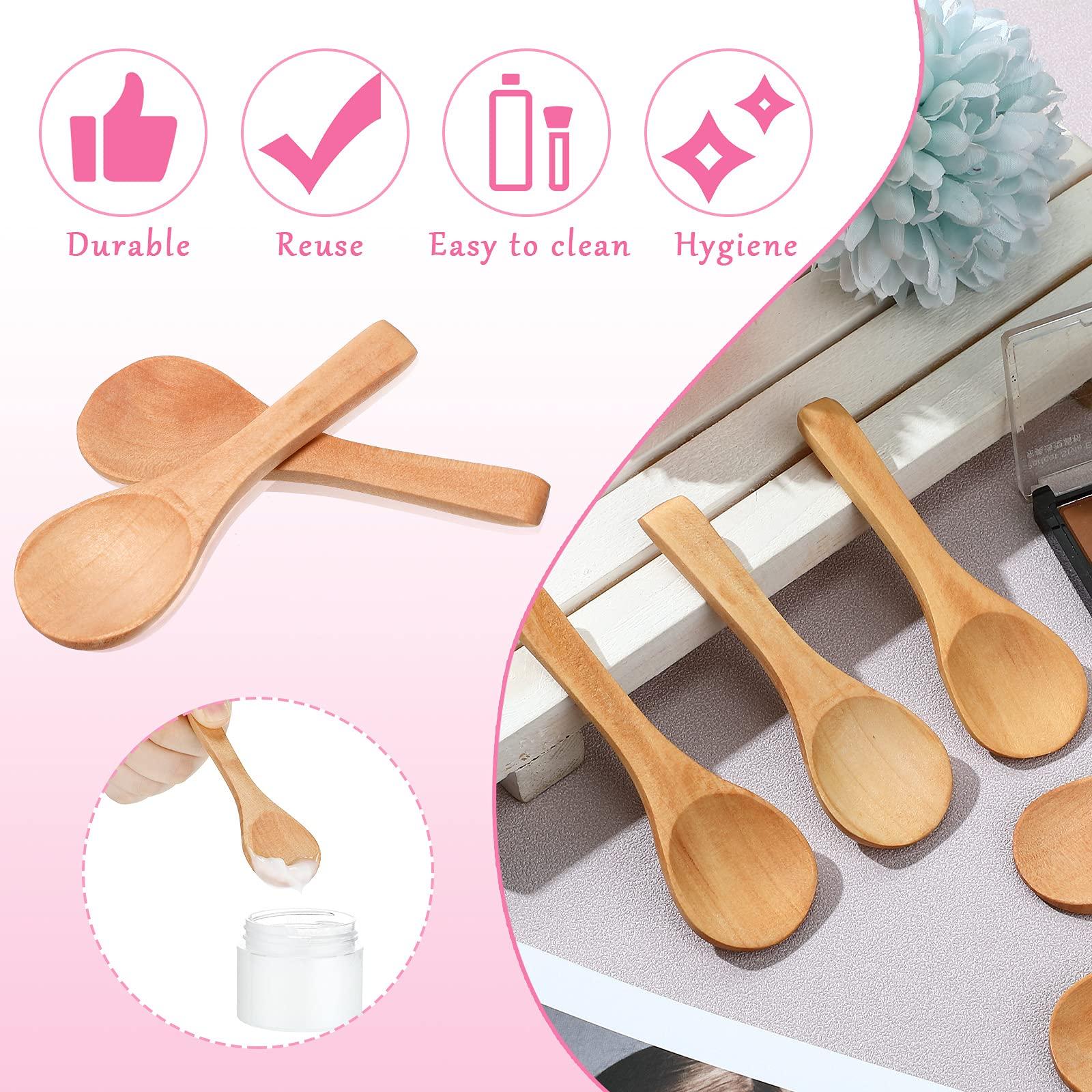 Patelai 36 Pieces Small Wooden Spoons Wooden Makeup Spatulas Cosmetic Spoons Mini Nature Beauty Scoop for Women Girls Mixing Makeup, Facial Cosmetic, Skin Care