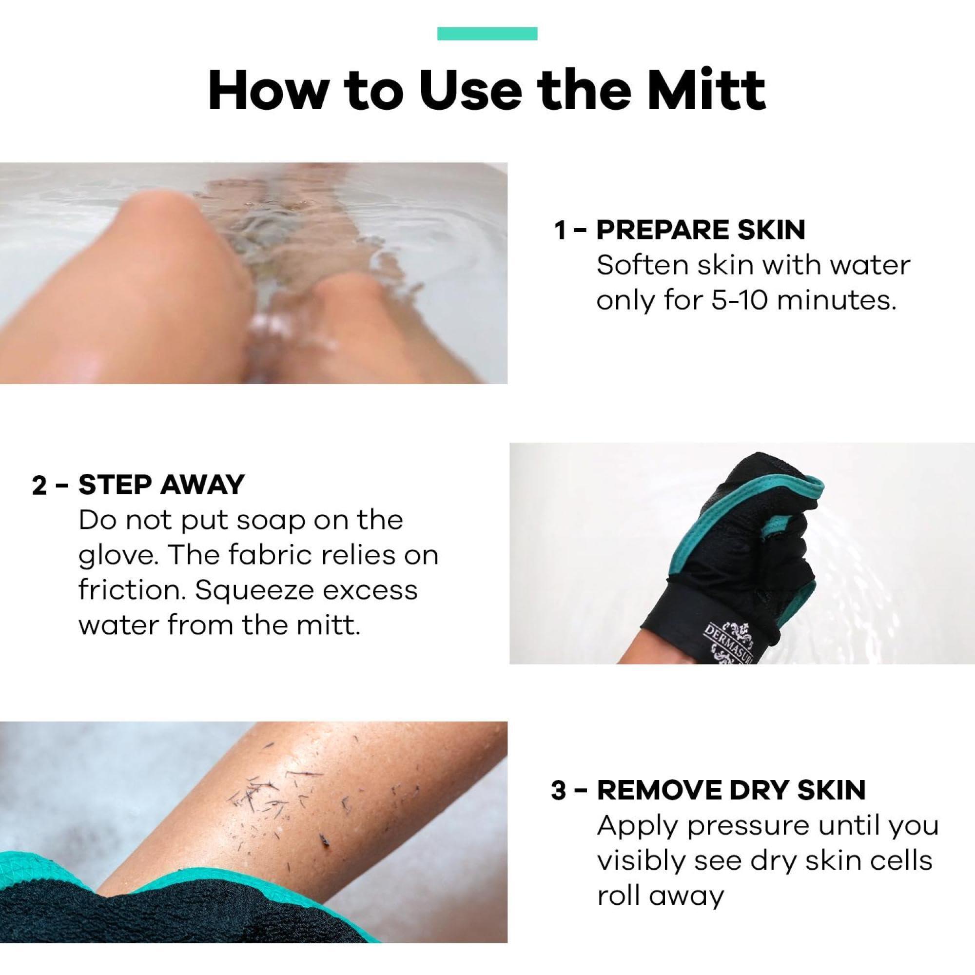 Dermasuri Dermasuri Deep Exfoliating Glove for Shower - Scrubbing Mitt Body Scrubber Gloves Skin Exfoliator & Eliminates Dead Skin - Keratosis Pilaris Scrub Spray Tan Remover - Korean Skincare for Body (2 Pack)