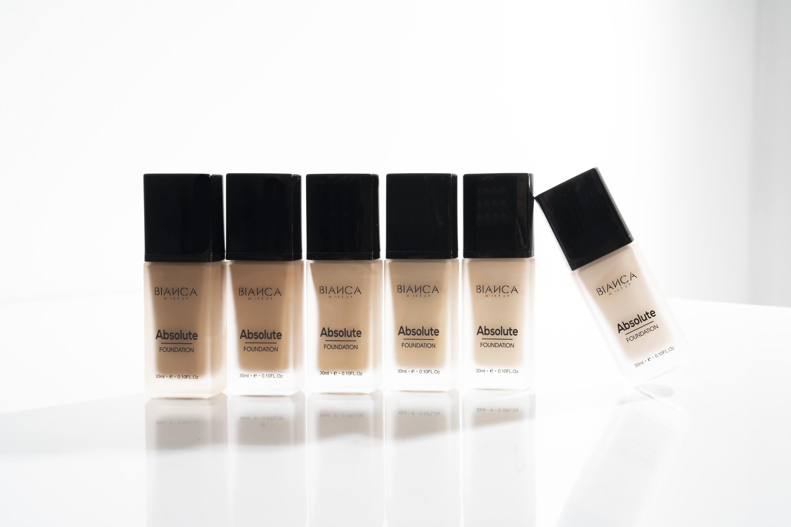 BIANCA MAKEUP Absolute Foundation | Bianca Makeup | Liquid Foundation with Full Coverage | Shine and Oil Control | 24-hour Wear | Water and Humidity Resistant | Various Shades (Gold, 0.10 Fl Oz)