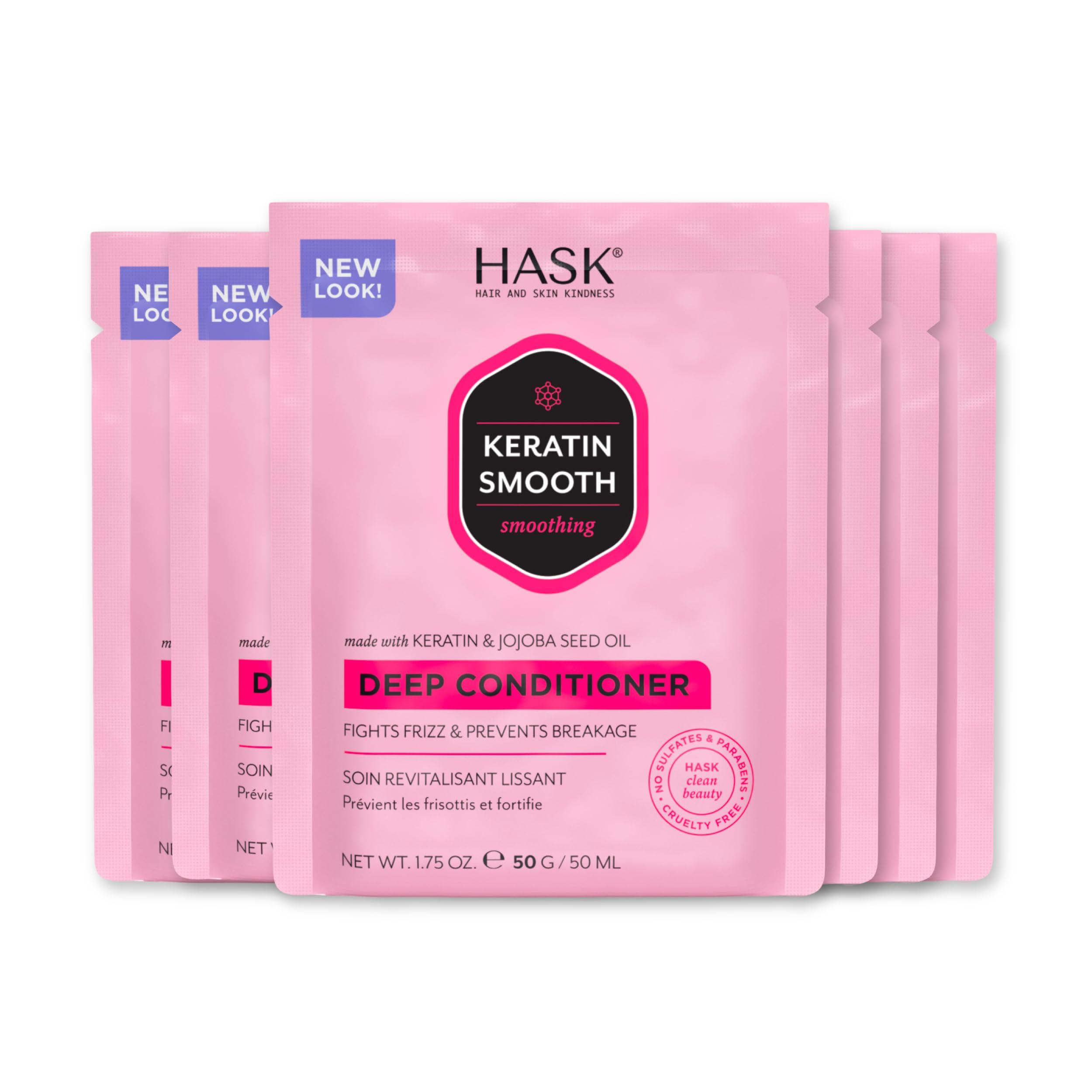 HASK HASK Keratin Smoothing Deep Conditioner Treatments for all hair types, color safe, gluten free, sulfate free, paraben free - Pack of 6