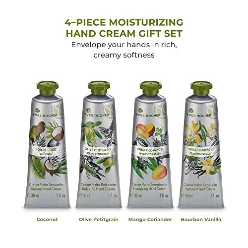 YR YVES ROCHER Yves Rocher Kit of Plaisirs Nature Hand Creams | 4 Travel-Sized Hand Creams with Shea Butter for Dry Skin | 1.01 Fl Oz Each