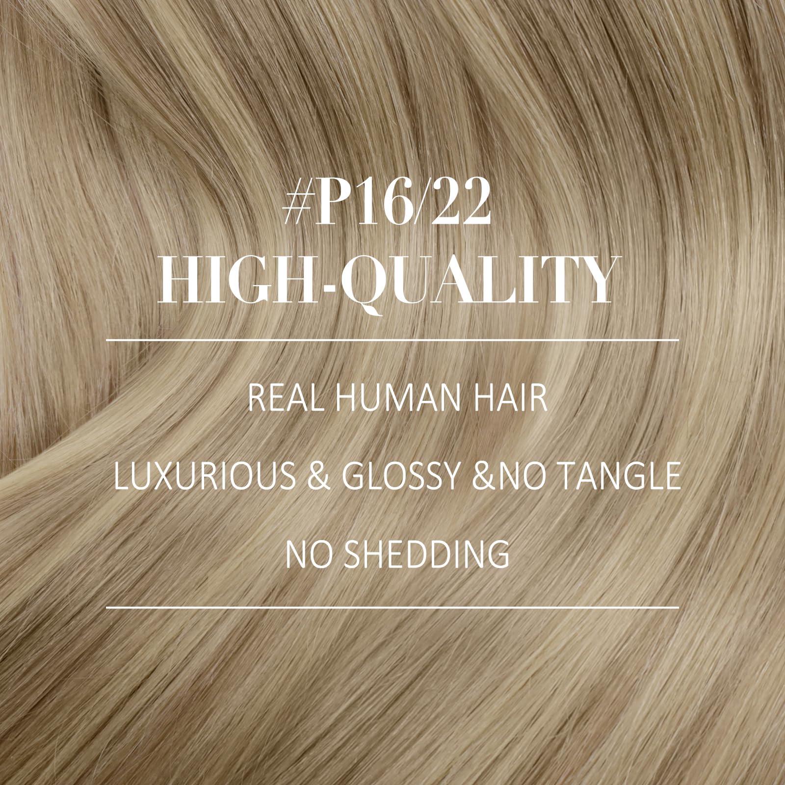 YoungSee YoungSee Clip in Hair Extensions Real Human Hair Highlight Clip on Hair Extensions Light Blonde Highlighted Golden Blonde Real Hair Clip in Extensions Convenient for Women 22Inch 120G 7Pcs