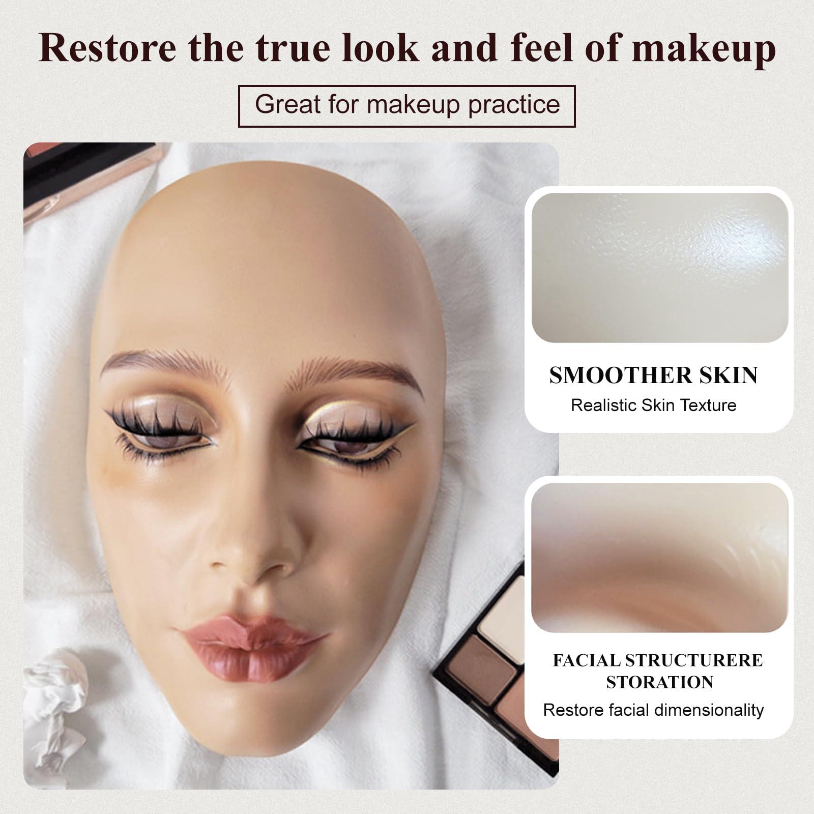 CHADWICK CHADWICK 5D makeup Practice Face Board, Silicone Makeup Mannequin Face, Reusable Beginner Practice Eye Makeup Face for Makeup Artist, Girl\'s Gift Or Professionals (light)