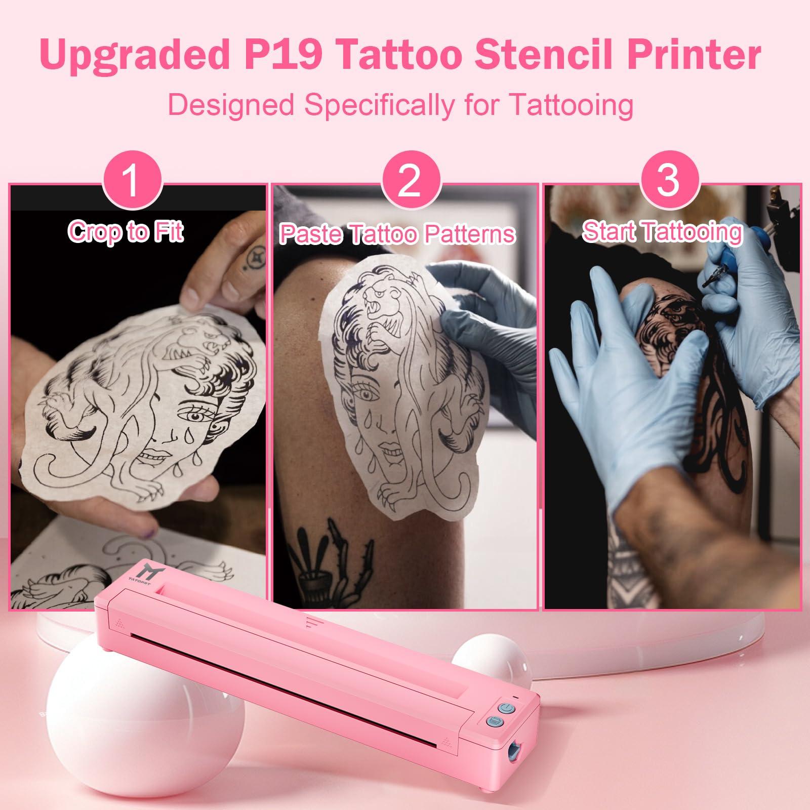 TATOPRT TATOPRT P19 Wireless Tattoo Stencil Printer Bluetooth Thermal Temporary Tattoo Transfer Printer Machine Kit for Tattoo Artists & Beginners