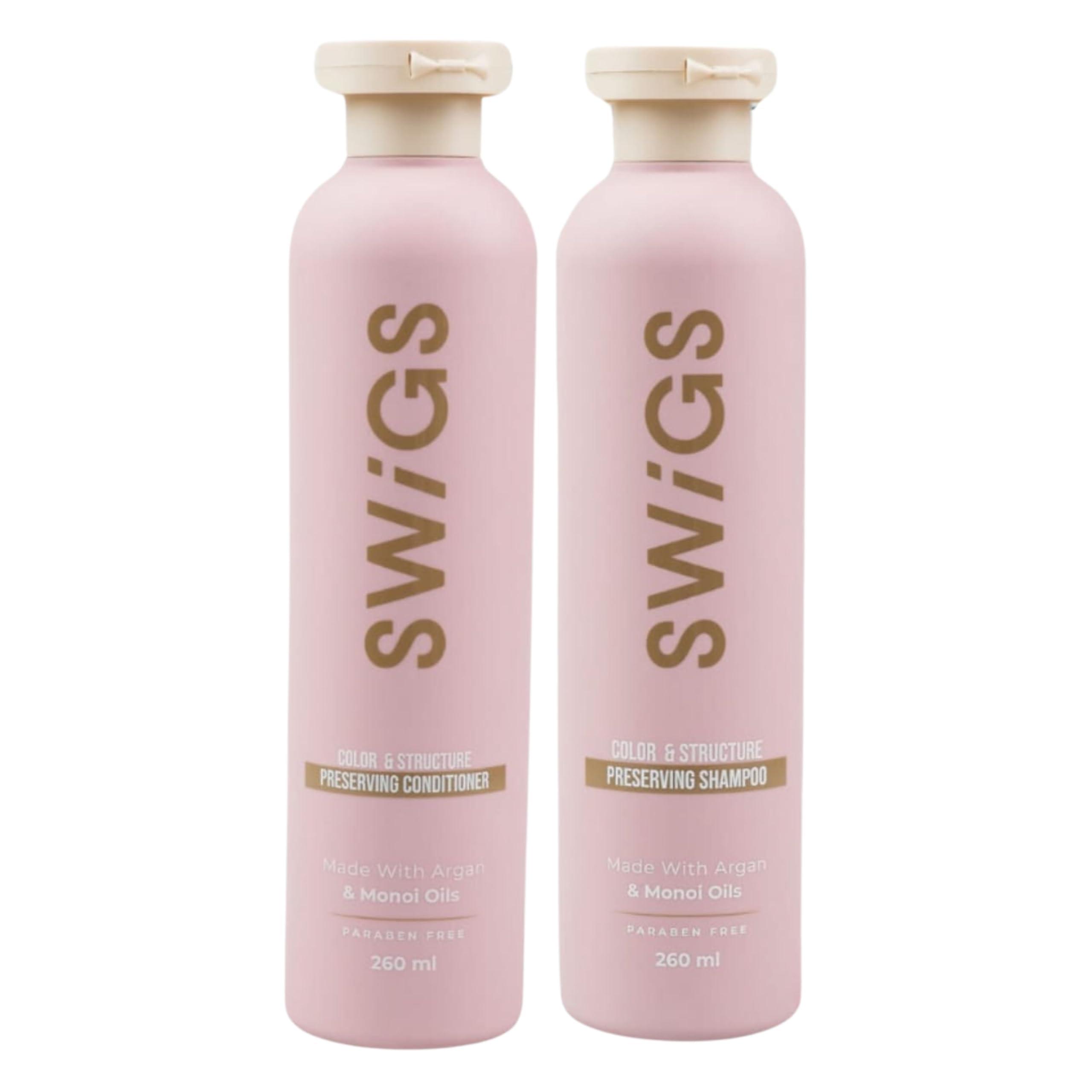 swigs SWIGS Human & Synthetic Wig Shampoo & Conditioner set| Detangle Wig |Color-Safe| Promotes Body & Volume | Promote Silkiness & Shine | 2 Pack, 8 oz