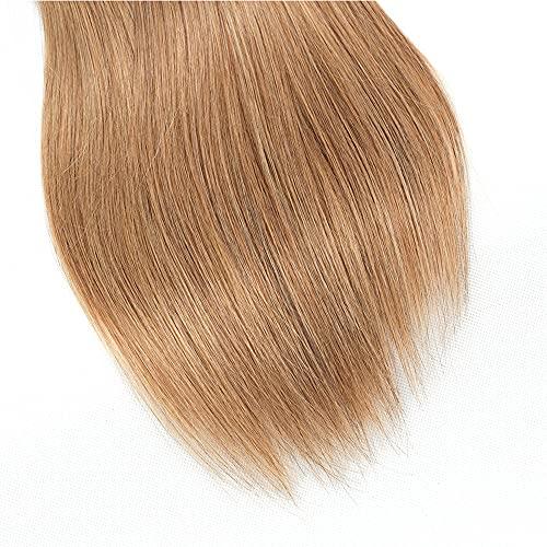 AuokMar 1B/27 Human Hair Bundles Blonde Straight Hunman Hair Bundles 1B27 Color Brazilian Honey Blonde Human hair bundles Ombre Two Tone 3 Bundles Unprocessed Virgin Hair Extensions 16 18 20 Inch