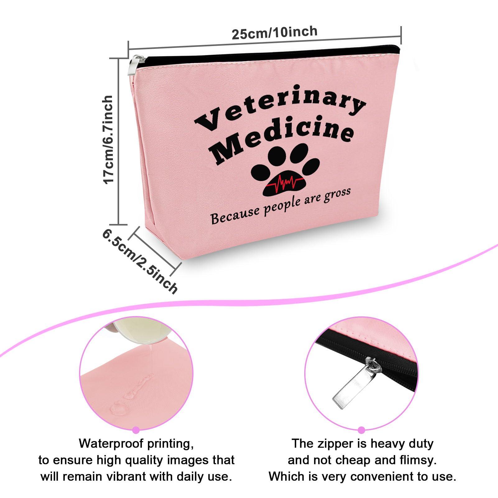 Sfodiary Veterinarian Gift for Vet Women Makeup Bags Vet Student Gift Veterinary Technician Gift Cosmetic Bag Appreciation Gift for Veterinary Medicine Birthday Retirement Gift Travel Cosmetic PouchPink