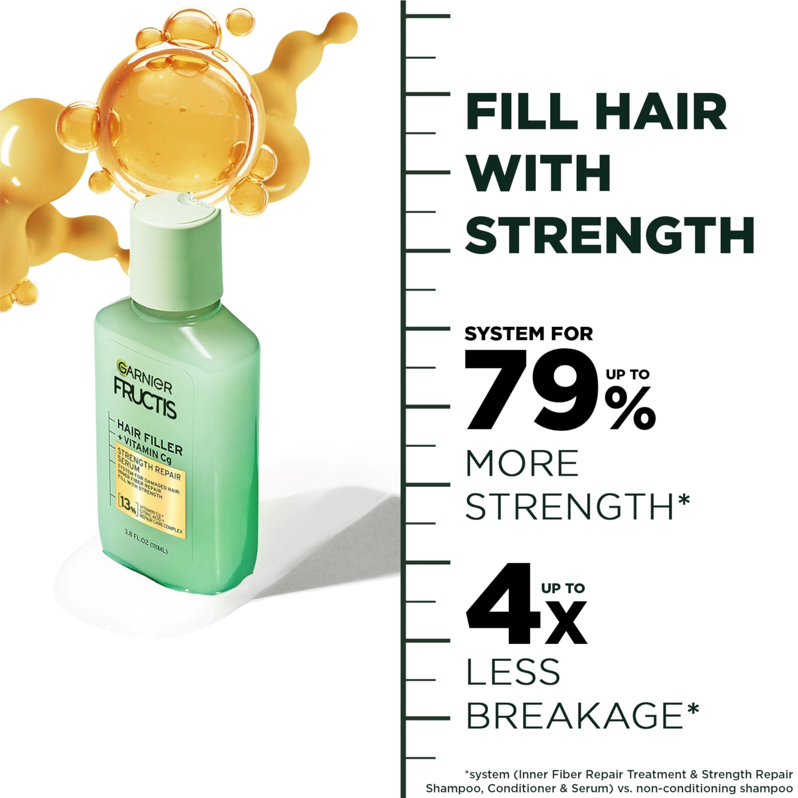 Garnier Garnier Fructis Hair Filler Strength Repair Serum Treatment with Vitamin Cg, Hair Serum for Weak, Damaged Split Ends, 3.8 Fl Oz, 1 Count