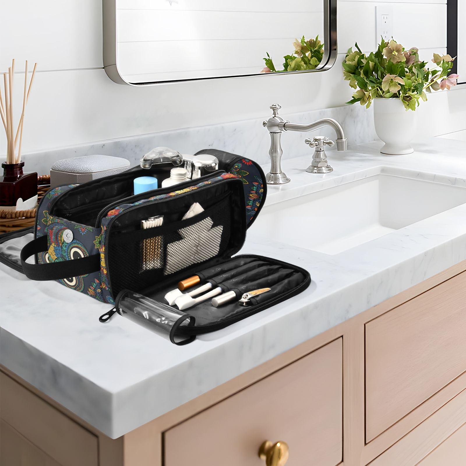 senya senya Makeup Bag Owl in Tribal Ethnic Large Cosmetic Bag Travel Portable Toiletry Bag Case Organizer for Women Girls