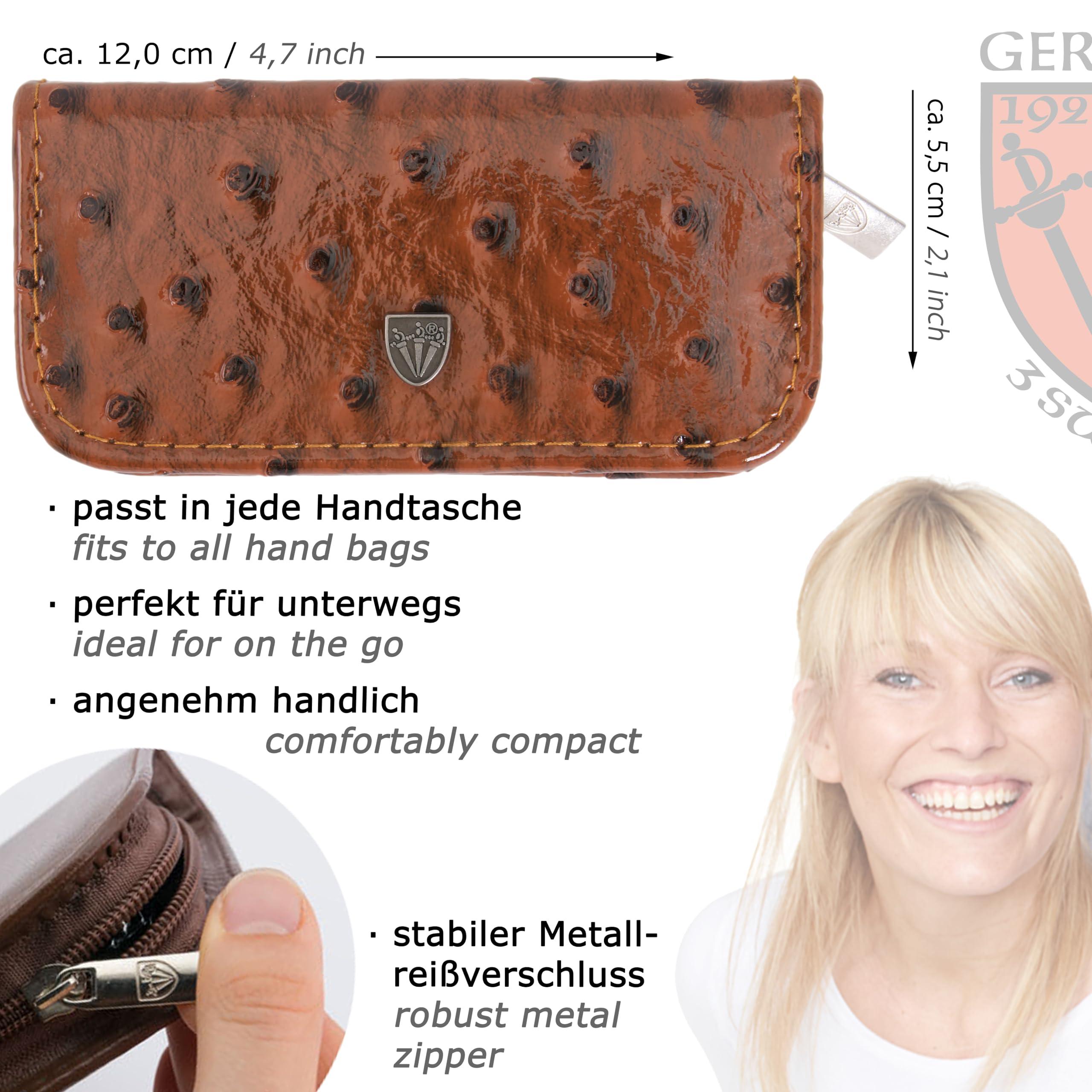 3 Swords Germany 3 Swords Germany - brand quality 5 piece manicure pedicure grooming kit set with synthetic leather case ostrich cognac - Made in Germany