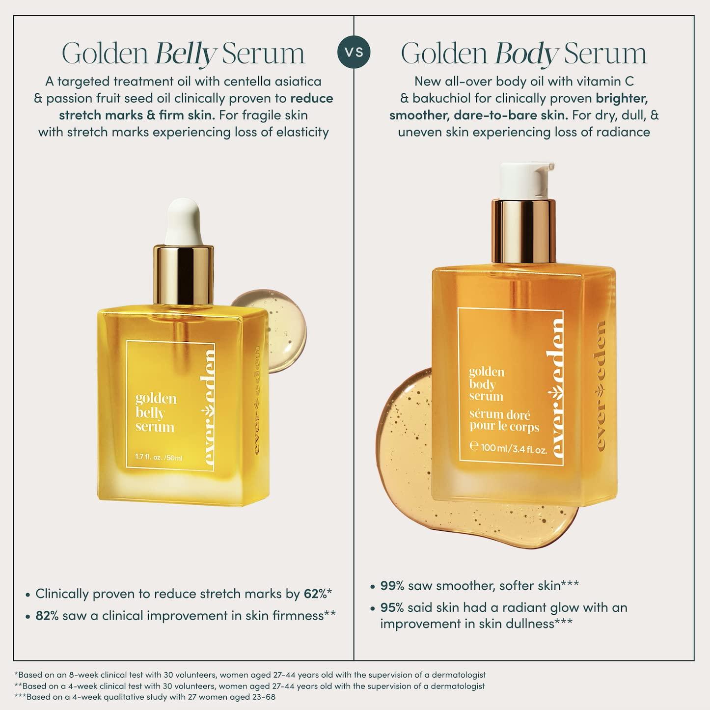 Evereden Evereden Golden Belly Serum 1.7 fl oz & Evereden Golden Body Serum, 3.4 fl oz | 2 Item Bundle Set | Clean Skincare