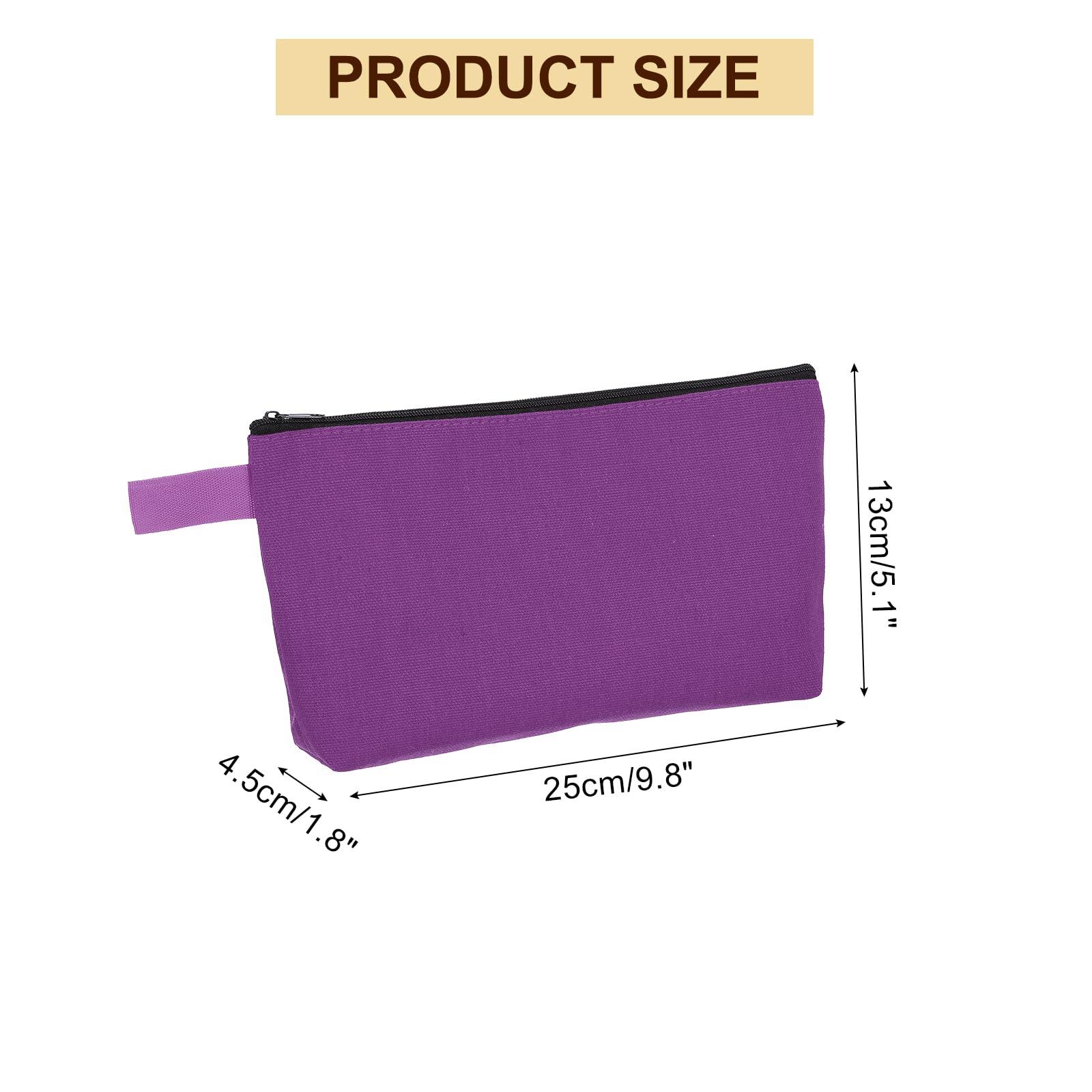 uxcell uxcell Canvas Makeup Bags, 30 Pcs Travel Cosmetic Bags Bulk, Multipurpose Plain Toiletry Zipper Pouches Blank DIY Craft Bags Pencil Bag for Women Teens, Purple