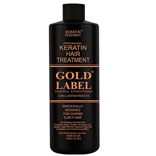 Gold Label Professional Brazilian Keratin Blowout Hair Treatment Super Enhanced Formula Specifically Designed for Coarse, Curly, Black, African, Dominican, and Brazilian Hair Types (1000ml) image-1