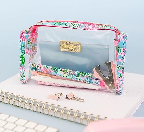 Lilly Pulitzer Lilly Pulitzer Clear Zipper Pouch, Cute Pencil Case for Adults, Travel Toiletry Bag, Small Pouch Bag for Supplies, Makeup or Toiletries (Cay to My Heart)