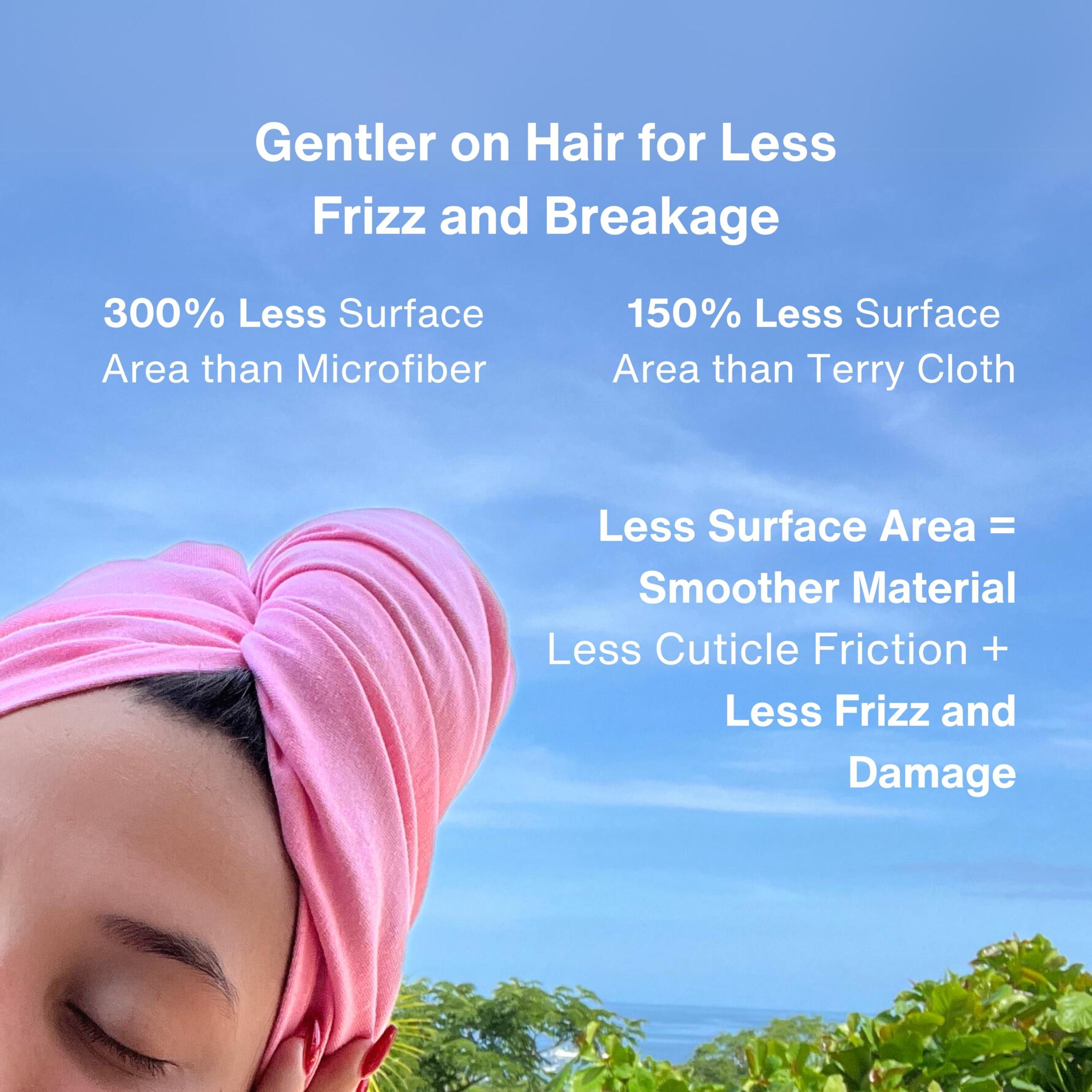 OOF! OOF! Halo T-Shirt Hair Towel | 100% Cotton Jersey Knit w/MoistureLock | No Microfiber | Reduce Cuticle Friction, Frizz & Breakage | Plopping Towel | All Hair Types (Cotton Candy Pink)