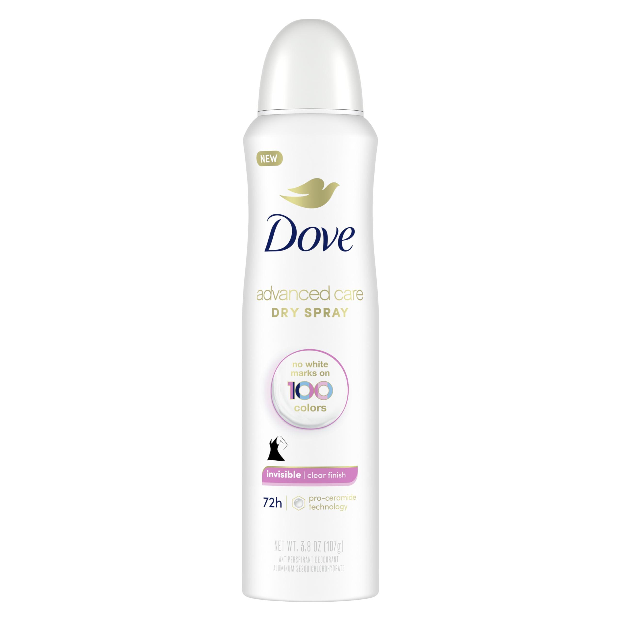 Dove Dove Beauty Bar Pink Cleanser 6 Bars and Advanced Care Clear Finish Antiperspirant Spray with Pro-Ceramide Technology
