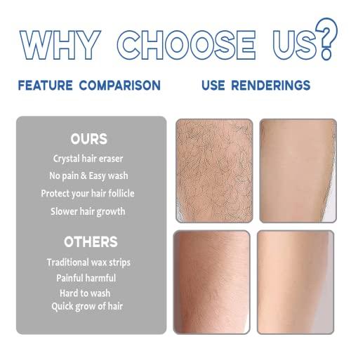 Qiikoea Crystal Hair Removal, Hairo Crystal Hair Eraser, Painless Leg Hair Removal for Women Hair Removal Eraser Exfoliator Tool for Men & Women, Gold