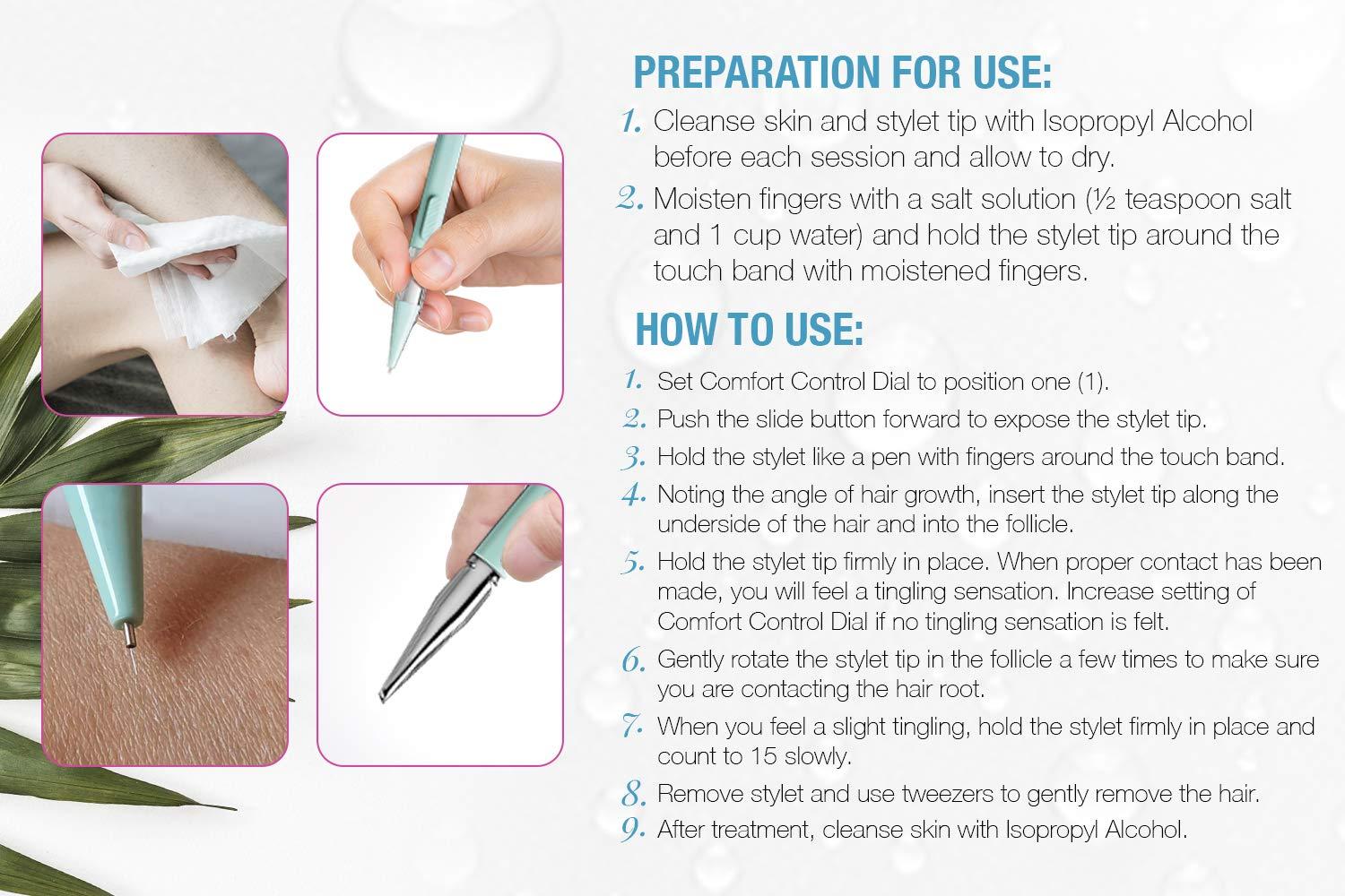 Clean + Easy Clean + Easy Electrolysis Machine for Permanent Hair Removal - Non-Laser, Painless Electrolysis Hair Removal for Face & Body, At-Home Remover Device