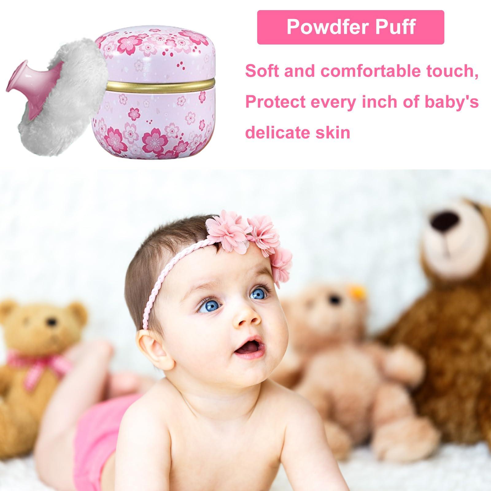 Qopoto Qopoto Body Powder Puff and Container for Dusting Powder, Women Powder Puff and Powder Case for Bath and Travel (Light Pink)