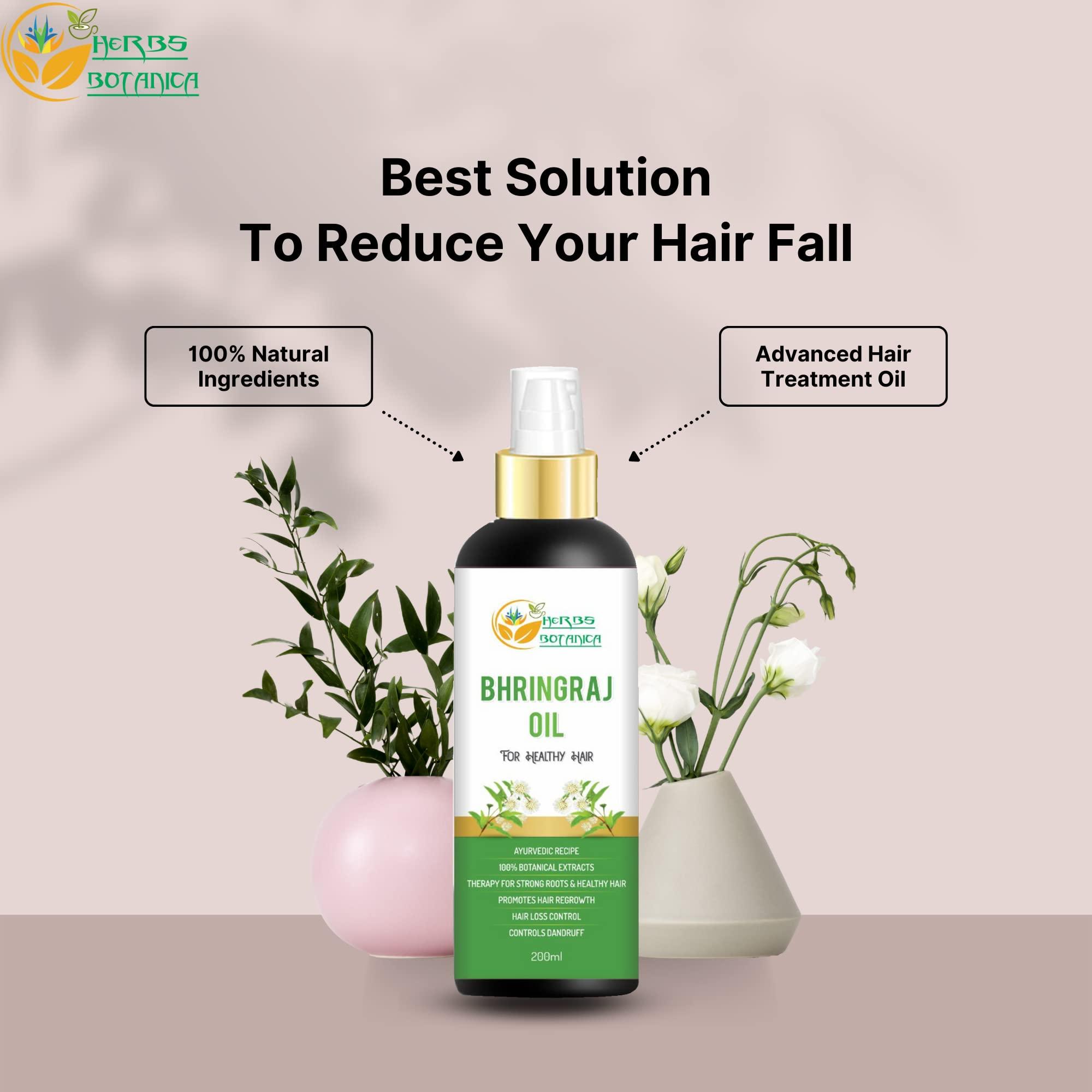 Herbs Botanica Herbs Botanica Bhringraj Oil for Hair Growth Organic Ayurvedic Herbal Hair Oil with Bhringraj, Amla, Aloe Vera, Sesame & Curry Leaf Reduces Hair Fall, No Silicones or Parabens 6.76 Fl Oz
